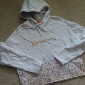 Orangetheory gold and silver foil crop hoodie